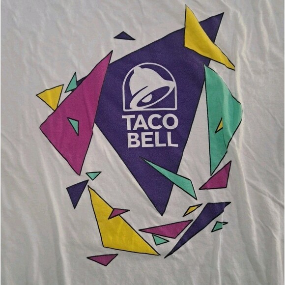 Taco Bell Men’s Large White Graphic T-Shirt Retro Fast Food Shattered Logo Tee - Picture 3 of 6